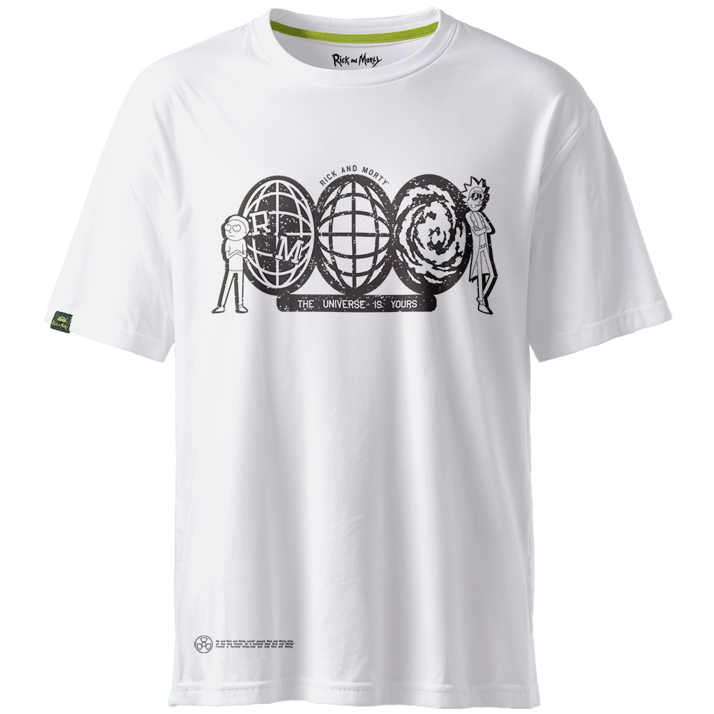 Rick and Morty T-shirt, The Universe is Yours, White, XL