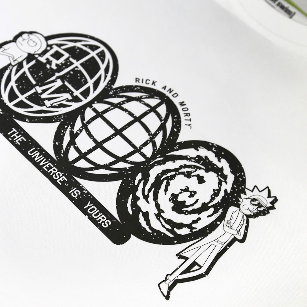 Rick and Morty T-shirt, The Universe is Yours, White, XL