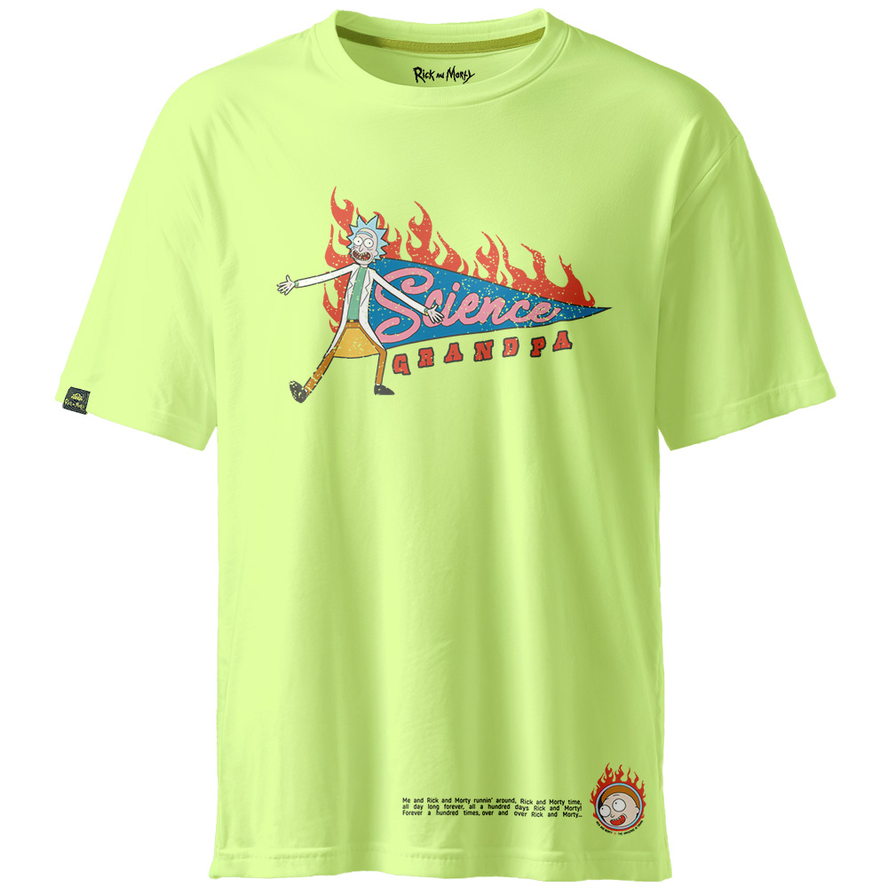 Rick and Morty T-Shirt, Science Grandpa, Light Green, L