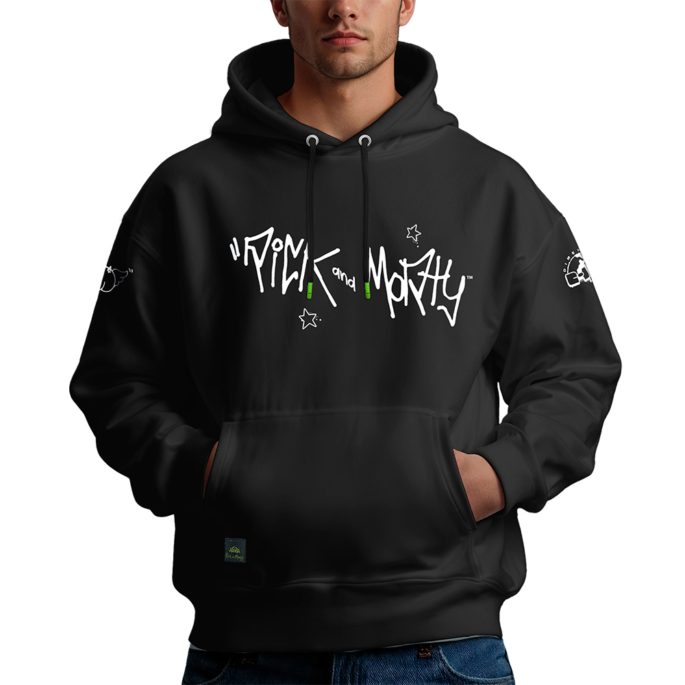 Rick and Morty Hoodie With Logo, Black, M