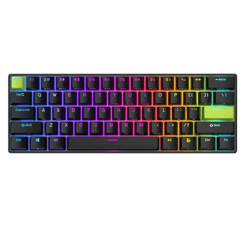 ROYAL KLUDGE C61 Black Green, Mint Switch, US