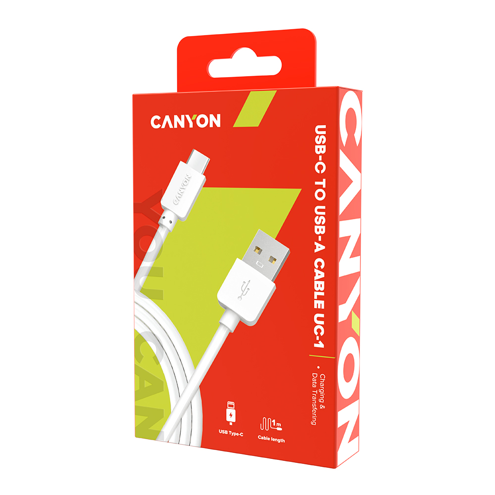 CANYON Cable UC-1, Type-C - USB, White