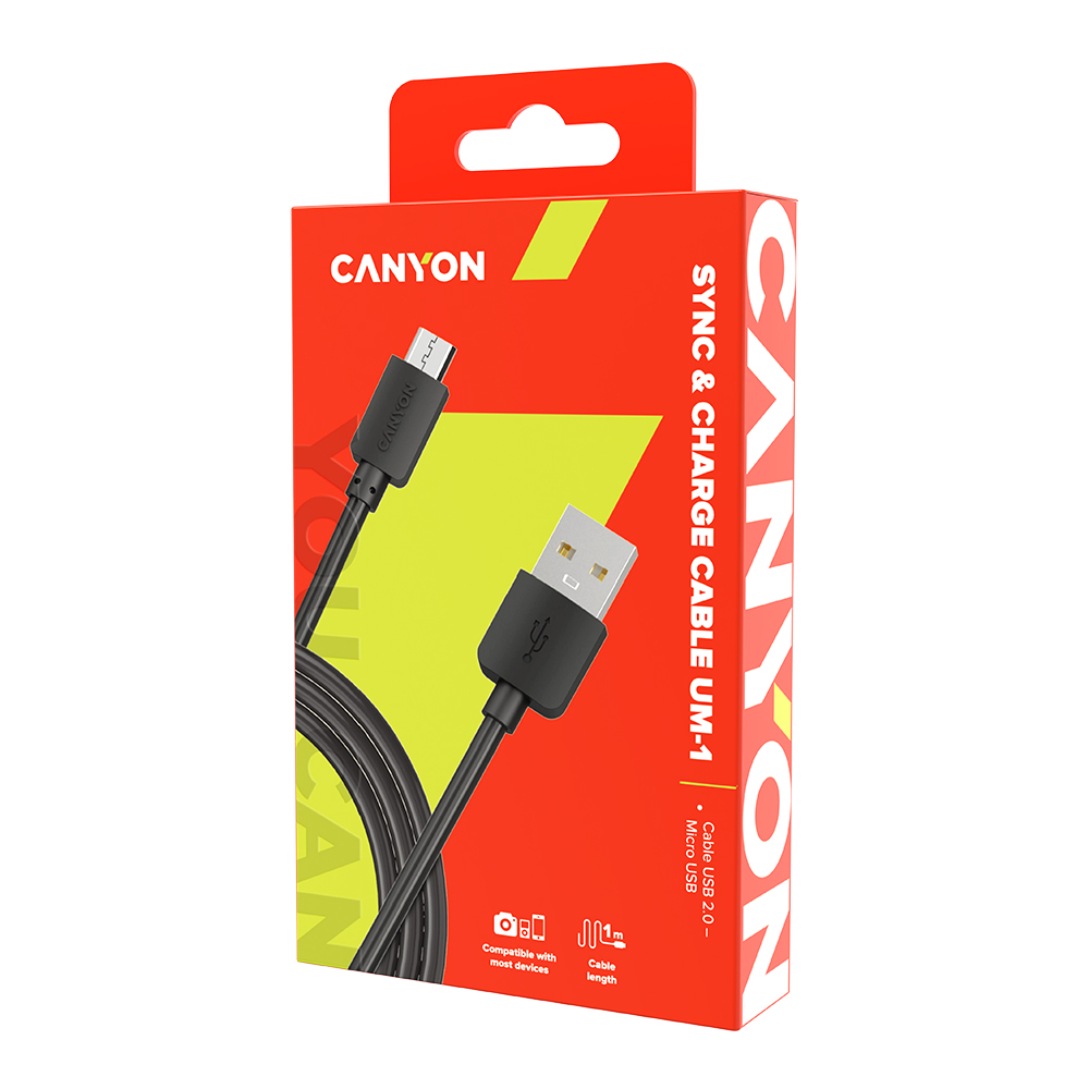 CANYON Cable UM-1, Micro USB, Black
