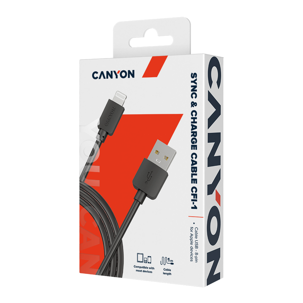 CANYON Lightning - USB Cable, Black